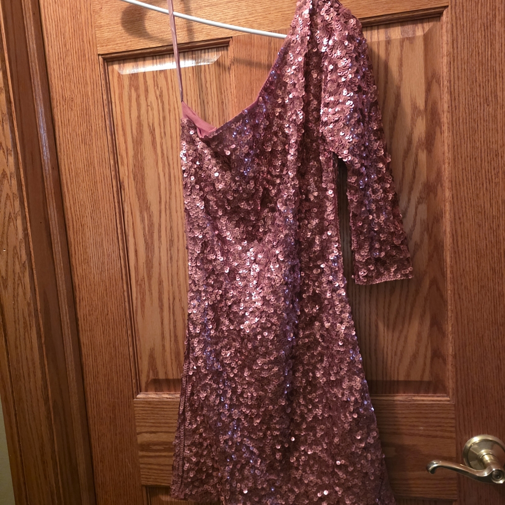 Tea n Rose One Shoulder Pink Sequin Dress